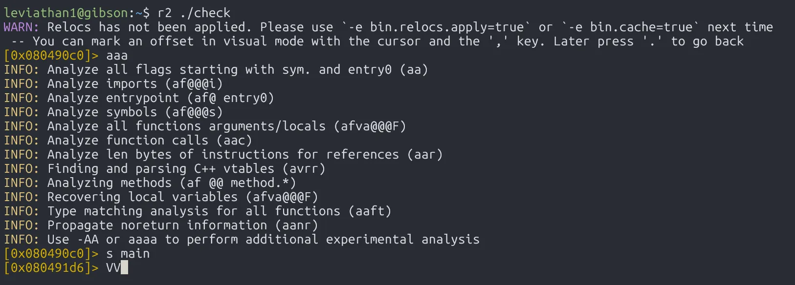 level1-radare2-running
